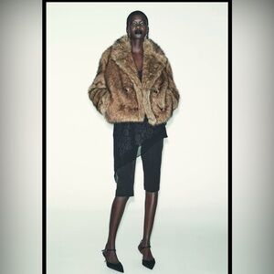 Zara Tan Faux Fur Coat